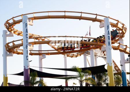 SANTA MONICA, CALIFORNIA, USA: The roller coaster on the world famous Santa Monica Pier in Santa Monica, California. Stock Photo