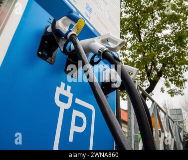 Sochi, Russia - February 13, 2023: Fragment of a charging station for electric vehicles, Sochi Stock Photo