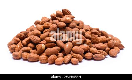 Pile of Almonds Cut Out on White. Stock Photo