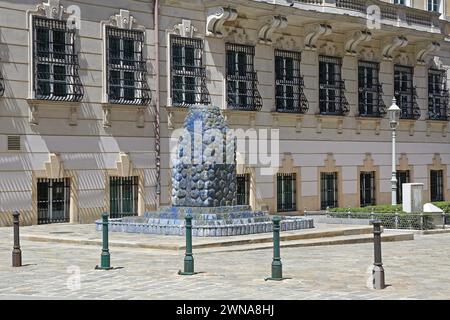 Vienna, Austria - July 11, 2015: Lapis Lazuli Blue Fountain Landmark in Capital City Sunny Summer Day. Stock Photo