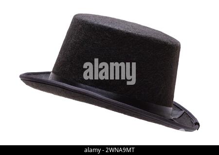 Side View of a Black Bowler Hat Cut Out on White. Stock Photo