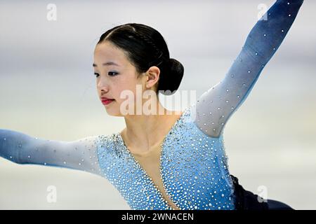 Sherry ZHANG (USA), during Junior Women Free Skating, at the ISU World Junior Figure Skating Championships 2024, at Taipei Arena, on March 1, 2024 in Taipei City, Taiwan. Credit: Raniero Corbelletti/AFLO/Alamy Live News Stock Photo