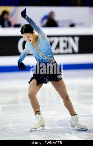 Sherry ZHANG (USA), during Junior Women Free Skating, at the ISU World Junior Figure Skating Championships 2024, at Taipei Arena, on March 1, 2024 in Taipei City, Taiwan. Credit: Raniero Corbelletti/AFLO/Alamy Live News Stock Photo