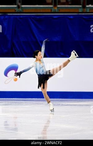 Sherry ZHANG (USA), during Junior Women Free Skating, at the ISU World Junior Figure Skating Championships 2024, at Taipei Arena, on March 1, 2024 in Taipei City, Taiwan. Credit: Raniero Corbelletti/AFLO/Alamy Live News Stock Photo