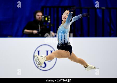 Sherry ZHANG (USA), during Junior Women Free Skating, at the ISU World Junior Figure Skating Championships 2024, at Taipei Arena, on March 1, 2024 in Taipei City, Taiwan. Credit: Raniero Corbelletti/AFLO/Alamy Live News Stock Photo