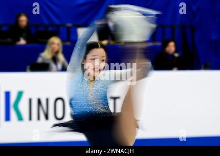 Sherry ZHANG (USA), during Junior Women Free Skating, at the ISU World Junior Figure Skating Championships 2024, at Taipei Arena, on March 1, 2024 in Taipei City, Taiwan. Credit: Raniero Corbelletti/AFLO/Alamy Live News Stock Photo