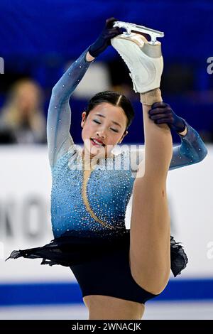 Sherry ZHANG (USA), during Junior Women Free Skating, at the ISU World Junior Figure Skating Championships 2024, at Taipei Arena, on March 1, 2024 in Taipei City, Taiwan. Credit: Raniero Corbelletti/AFLO/Alamy Live News Stock Photo