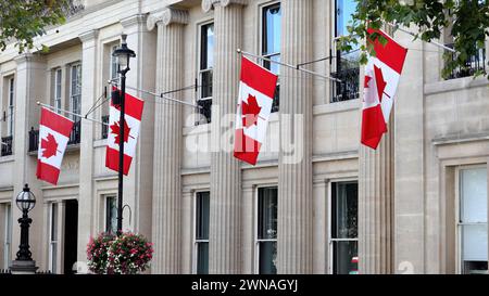 The High Commission of Canada in the United Kingdom, housed at Canada House on Trafalgar Square in central London Stock Photo