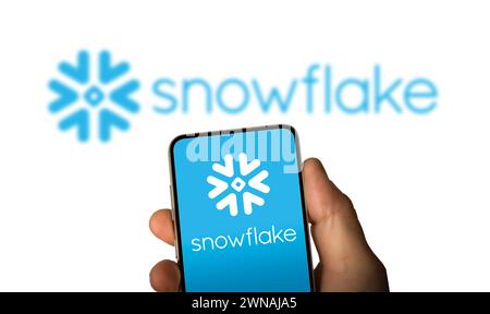 Snowflake company logo displayed on smartphone Stock Photo