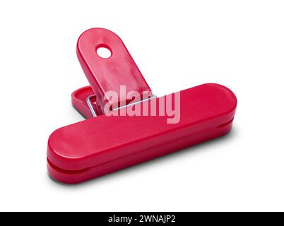 Red Chip Clamp Cut Out on White. Stock Photo