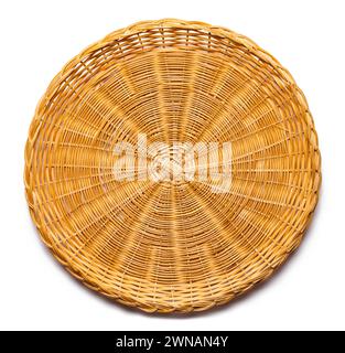 Round Basket Plate Cut Out on White. Stock Photo