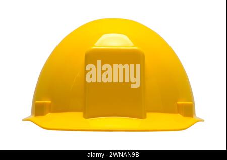 Yellow Hard Hat Front Cut Out on White. Stock Photo