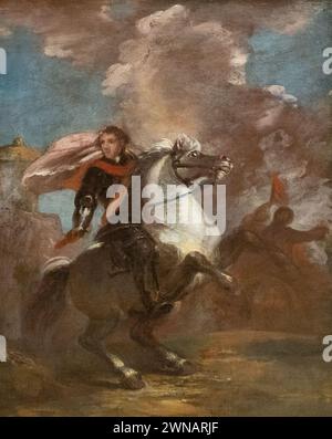 Sir Joshua Reynolds painting, 'An Officer on Horseback' 1760-65; Study for an equestrian portrait. 18th century, English portrait painter,  1723-1792. Stock Photo