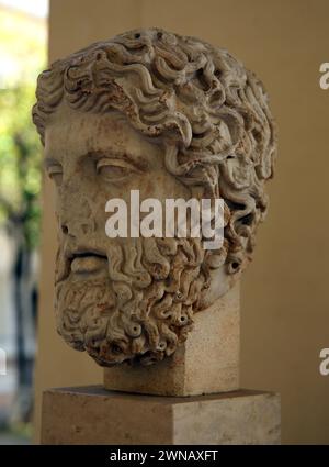 Head of Xeus. Roman copy of an original by the school of Phidias. 2nd century AD. Rome. National Roman Museum (Baths of Diocletian). Rome. Italy. Stock Photo