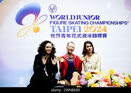 Anthea GRADINARU (SUI), at Kiss & Cry during Junior Women Free Skating, at the ISU World Junior Figure Skating Championships 2024, at Taipei Arena, on March 1, 2024 in Taipei City, Taiwan. Credit: Raniero Corbelletti/AFLO/Alamy Live News Stock Photo