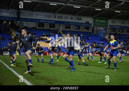 Warrington, UK. 01st Mar, 2024. Warrington Wolves warming up during the Betfred Super League Round 3 match Warrington Wolves vs Castleford Tigers at Halliwell Jones Stadium, Warrington, United Kingdom, 1st March 2024 (Photo by Craig Thomas/News Images) in Warrington, United Kingdom on 3/1/2024. (Photo by Craig Thomas/News Images/Sipa USA) Credit: Sipa USA/Alamy Live News Stock Photo
