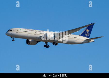 Saudia airline Boeing 787 wide-body airliner Stock Photo
