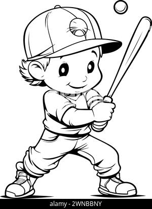 Cute Little Boy Baseball Player Cartoon Mascot Vector Illustration ...
