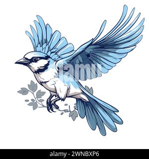 Blue jay bird. Vector illustration of a blue jay. Stock Vector