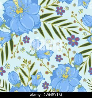 Abstract seamless floral pattern. Seamless pattern with flowers, branches, leaves. floral texture for fabric, textile Stock Photo