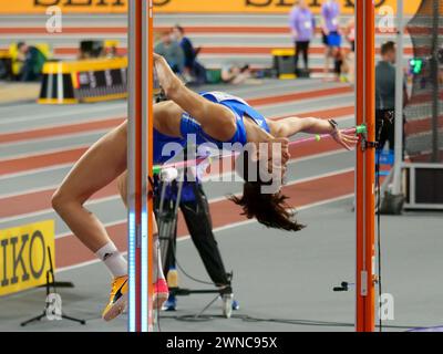 Glasgow, UK. 01st Mar, 2024. Emirates Arena, Glasgow, Scotland - Friday 1st March: Tatiana GUSIN (Greece - GRE) competes in High Jump Final during the World Athletics Indoor Championships Glasgow 2024 at Emirates Arena on Friday 1st March 2024 (Claire Jeffrey/SPP) Credit: SPP Sport Press Photo. /Alamy Live News Stock Photo