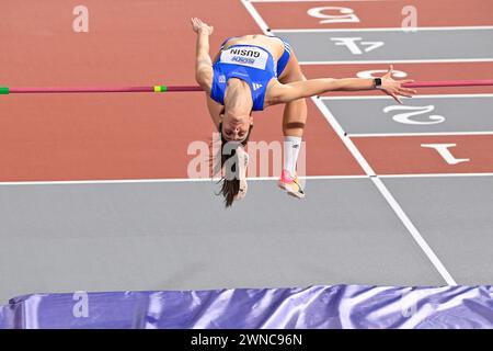 Glasgow Scotland :1–3-2024: Tatiana GUSIN of GRE in high jump action at the Emirates Arena  for the  World Athletics Indoor Championships Glasgow 24 UK. Credit: PATRICK ANTHONISZ/Alamy Live News Stock Photo