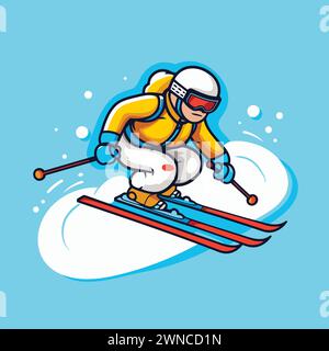 Skiing vector icon. Cartoon illustration of skier skiing vector icon for web design Stock Vector