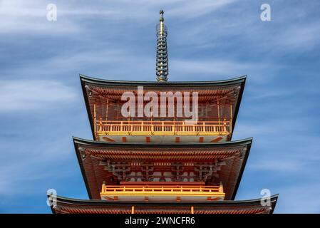 Three story pagoda of Seiganto-ji Tendai Buddhist temple in Wakayama Prefecture in Japan Stock Photo