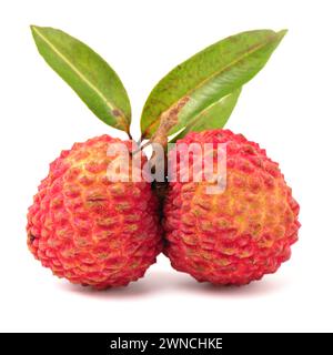 Fresh lychee (Litchi chinensis) isolated on white background Stock Photo