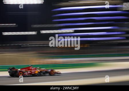 Sakhir. 1st Mar, 2024. Ferrari's Charles Leclerc of Monaco competes during the qualifying session of the Bahrain Formula One Grand Prix at the Bahrain International Circuit in Bahrain, on March 1, 2024. Credit: Qian Jun/Xinhua/Alamy Live News Stock Photo