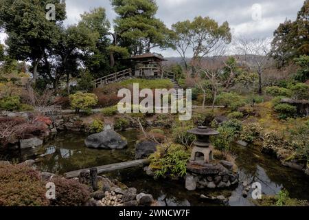 Yoshiki-en classical Japanese garden, Nara,  Japan Stock Photo