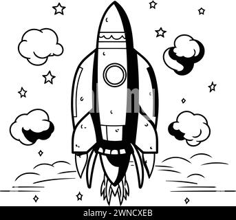 Premium Vector  Rocket ship isolated coloring page for kids
