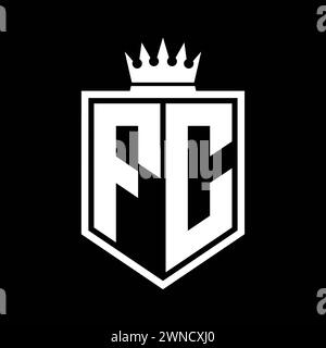 FC monogram logo with bold letters shield shape with black and white ...