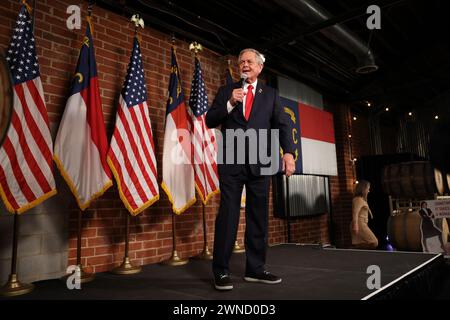 Charlotte, United States. 01st Mar, 2024. U.S. Representative, Ralph Norman, speaks and introduces Presidential candidate, Nicki Halley, at Norfolk Hall at Suffolk Punch on March 1, 2024 in Charlotte, North Carolina. Credit: The Photo Access/Alamy Live News Stock Photo