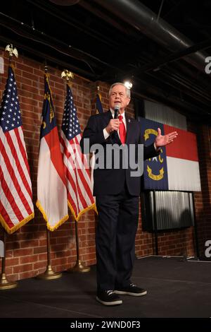 Charlotte, United States. 01st Mar, 2024. U.S. Representative, Ralph Norman, speaks and introduces Presidential candidate, Nicki Halley, at Norfolk Hall at Suffolk Punch on March 1, 2024 in Charlotte, North Carolina. Credit: The Photo Access/Alamy Live News Stock Photo