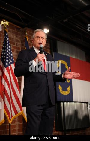 Charlotte, United States. 01st Mar, 2024. U.S. Representative, Ralph Norman, speaks and introduces Presidential candidate, Nicki Halley, at Norfolk Hall at Suffolk Punch on March 1, 2024 in Charlotte, North Carolina. Credit: The Photo Access/Alamy Live News Stock Photo