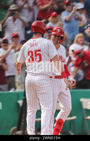 Philadelphia Phillies' David Dahl during a workout day ahead of the MLB ...