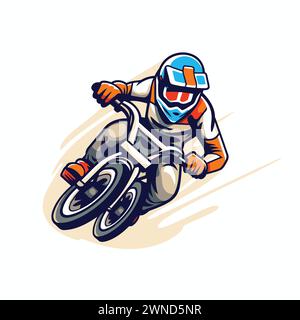 Motocross Mascot. Vector illustration of a motocross rider on a race. Stock Vector