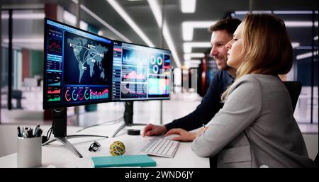 Data Analyst Using Data Analytics KPI Dashboard Stock Photo