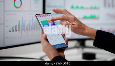 Predictive Business KPI Data Technology Dashboard On Smartphone Stock Photo