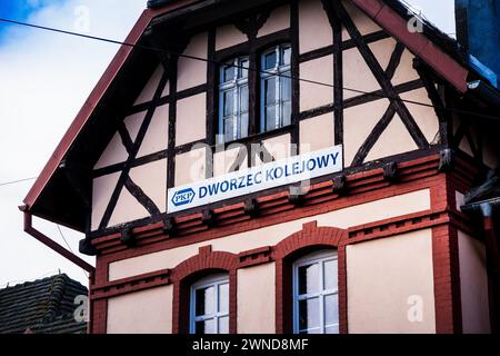 Marciszów, Poland - 1 march 2024: PKP Train station in Marciszow, Poland Stock Photo