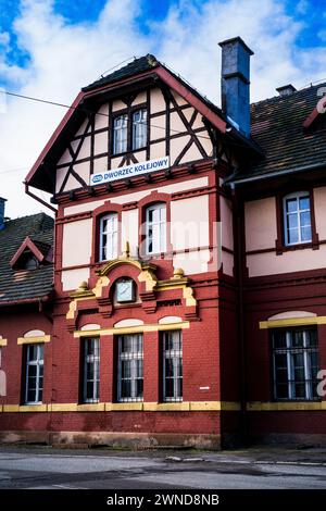 Marciszów, Poland - 1 march 2024: PKP Train station in Marciszow, Poland Stock Photo