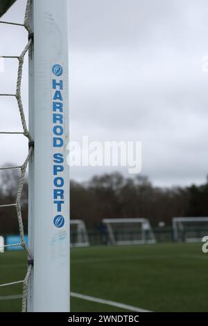 Harrod Sport UK goalposts and nets at Ascot United FC, Racecourse Ground, Ascot, Berkshire, UK Stock Photo