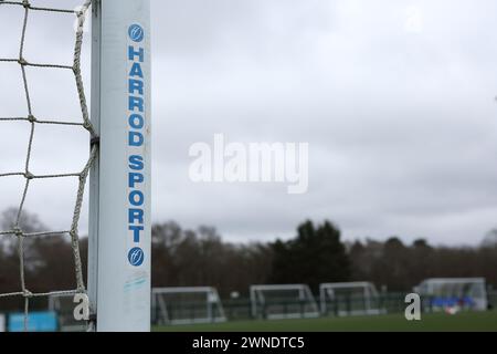 Harrod Sport UK goalposts and nets at Ascot United FC, Racecourse Ground, Ascot, Berkshire, UK Stock Photo