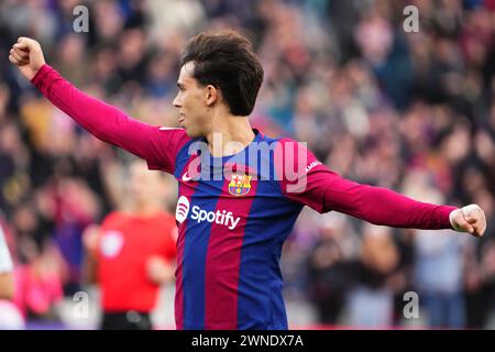 Barcelona, Spain. 24th Feb, 2024. Joao Felix of FC Barcelona during the La Liga EA Sports match between FC Barcelona and Getafe CF played at Lluis Companys Stadium on February 24, 2024 in Barcelona, Spain. (Photo by Alex Carreras/Imago) Credit: PRESSINPHOTO SPORTS AGENCY/Alamy Live News Stock Photo