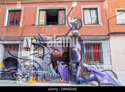 Graffitis en el barrio de Tetuán. Madrid. España Stock Photo