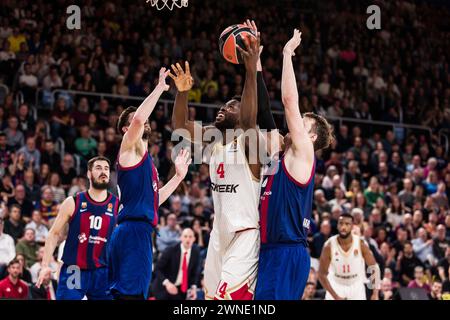 Jaron Blossomgame of AS Monaco during the Turkish Airlines EuroLeague basketball match between FC Barcelona and AS Monaco on March 1, 2024 at Palau Blaugrana in Barcelona, Spain Stock Photo