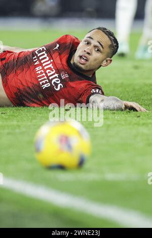 Rome, Italy. 01st Mar, 2024. Milanâ&#x80;&#x99;s Swiss forward Noah Okafor looks during the Serie A football match SS Lazio vs AC Milan at Olimpico Stadium on March 01, 2024, in Rome. Credit: Independent Photo Agency/Alamy Live News Stock Photo