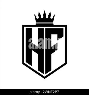 HF monogram logo with bold letters shield shape with black and white ...