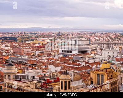 Vista de Madrid desde una azotea de la Gran Vía. Madrid. España Stock Photo